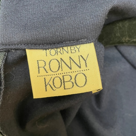 Torn by Ronny Kobo Navy Blue Asymmetrical Bottom Ruffle Midi Dress Size XS - Picture 8 of 10